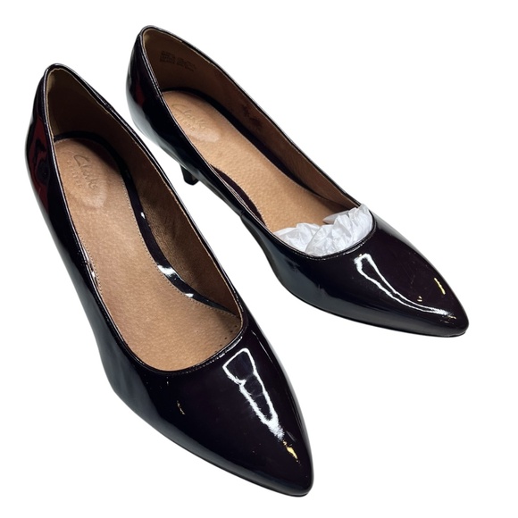 Clarks Sage Copper Burgundy Patent Leather Low Heel Shoes NWT - Picture 7 of 13